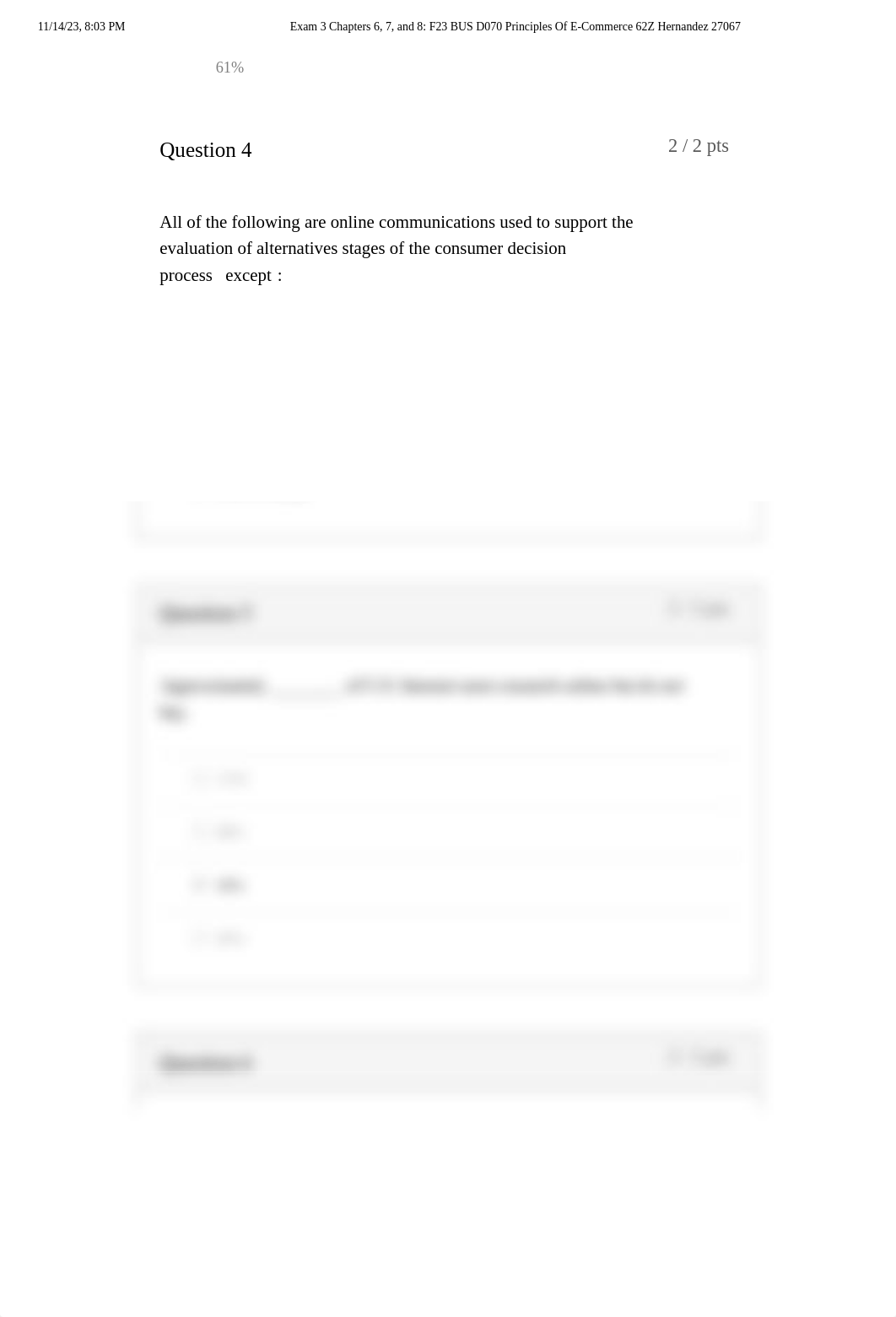Exam 3 Chapters 6, 7, and 8_ F23 BUS D070 Principles Of E-Commerce 62Z Hernandez 27067.pdf_dafjzfki7ou_page3