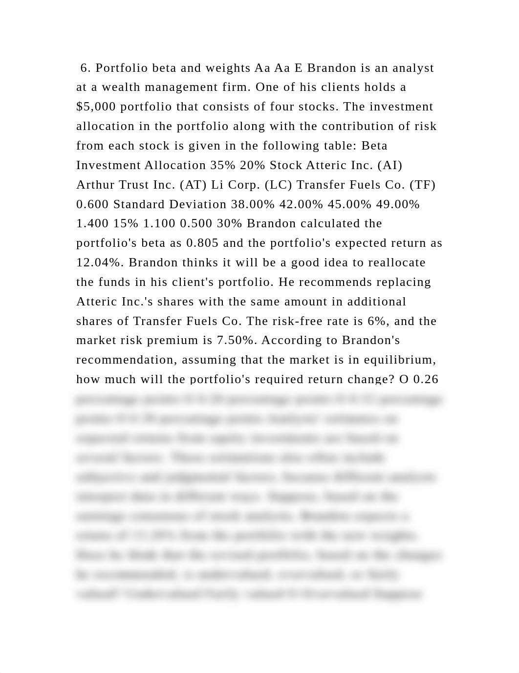 6. Portfolio beta and weights Aa Aa E Brandon is an analyst at a weal.docx_dagbrdmvbvb_page2