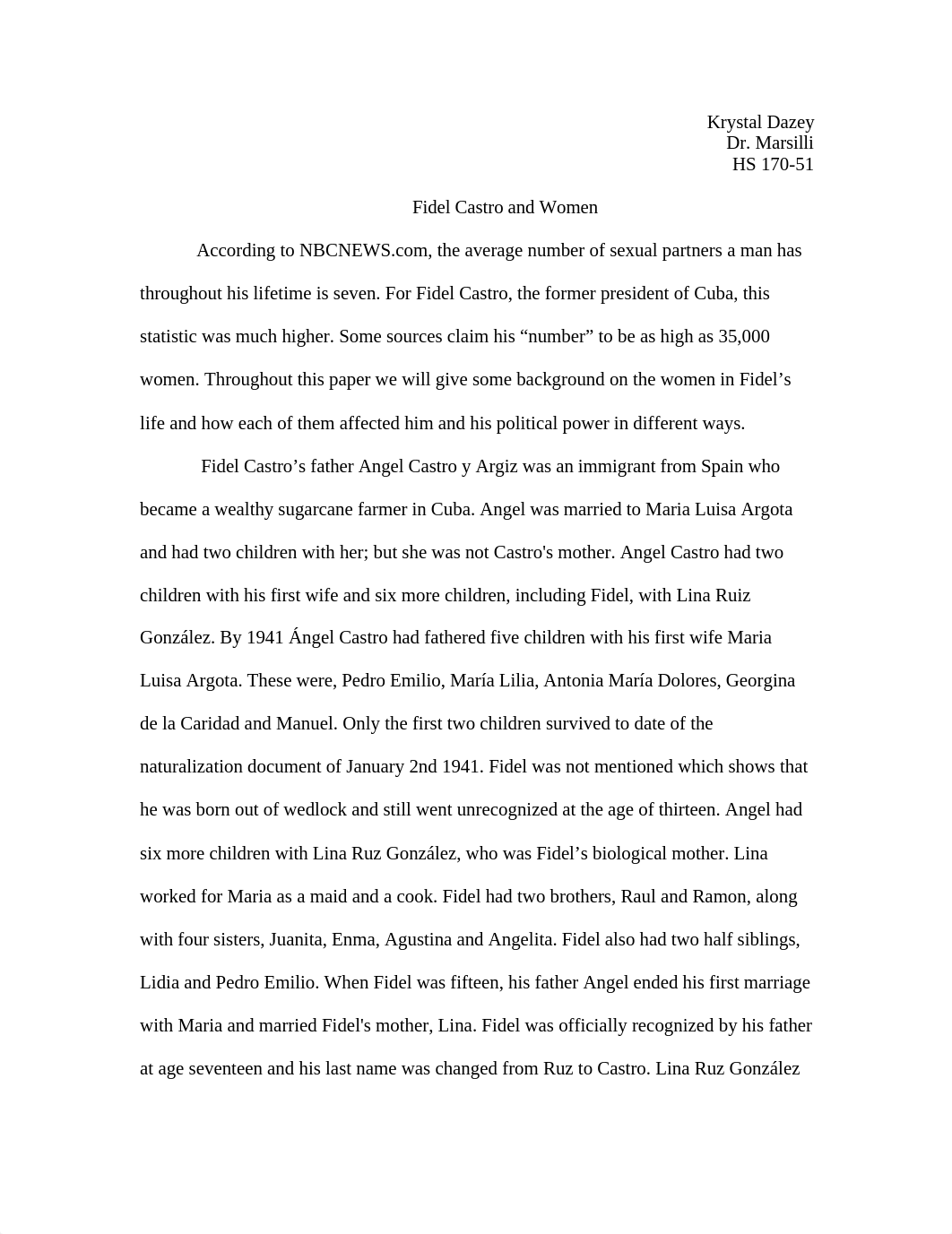 Intro Latin American Histry &amp; Culture Fidel Castro &amp; Women Paper_dagg4ywghgj_page1