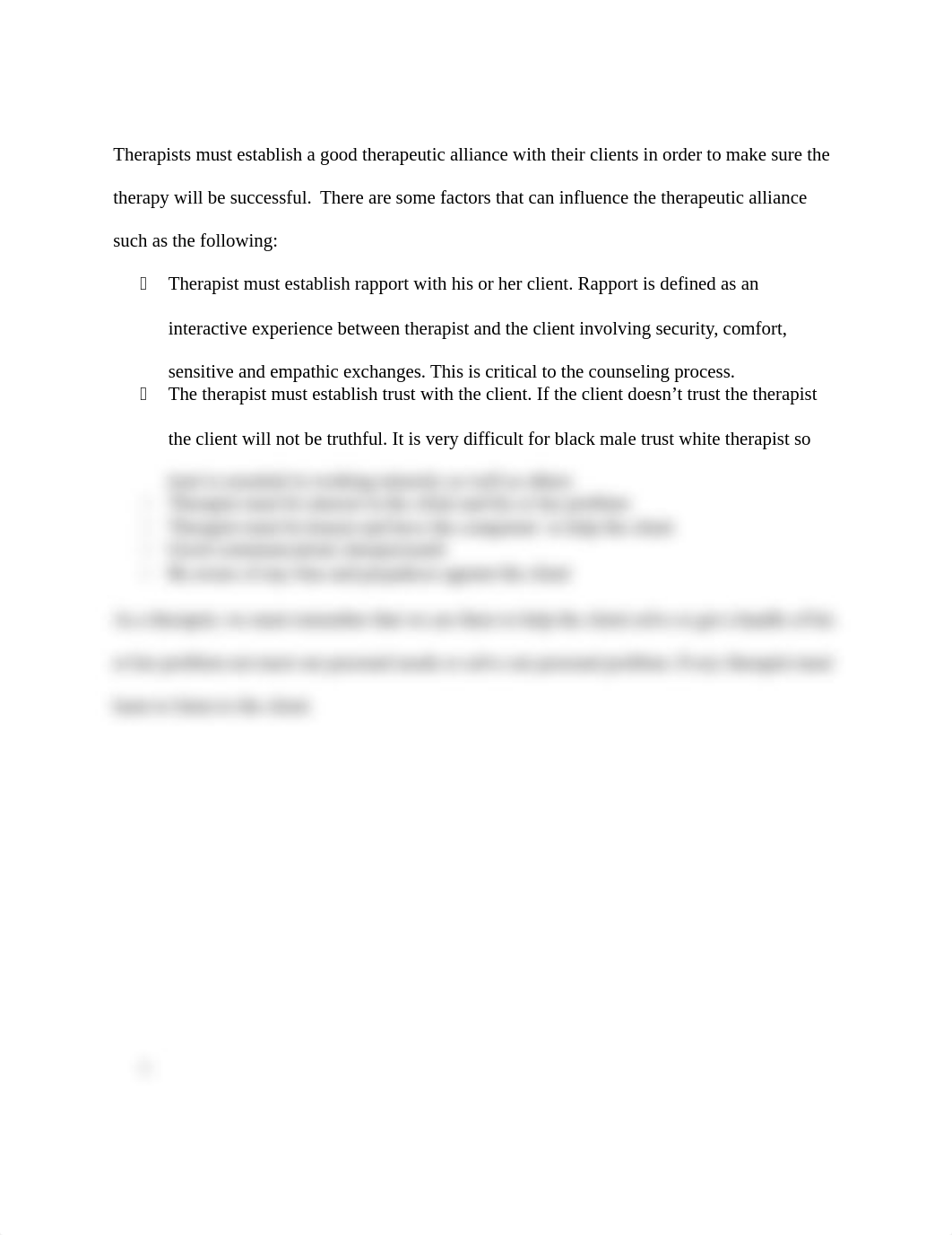 Therapists must establish a good therapeutic alliance with their clients in order to make sure the t_dagmxdxpo9l_page1