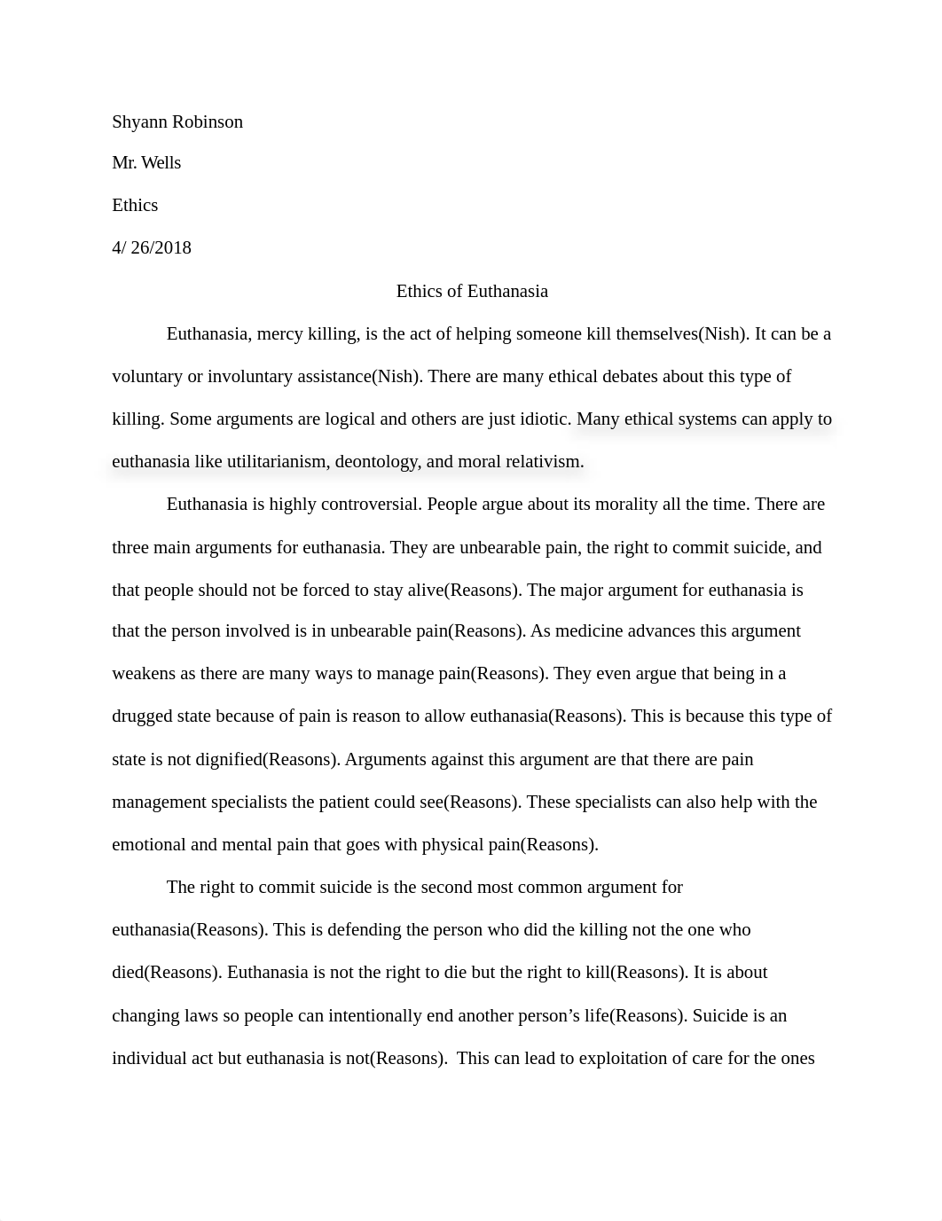 ethics essay euthanasia.docx_dagsa5ia92k_page1