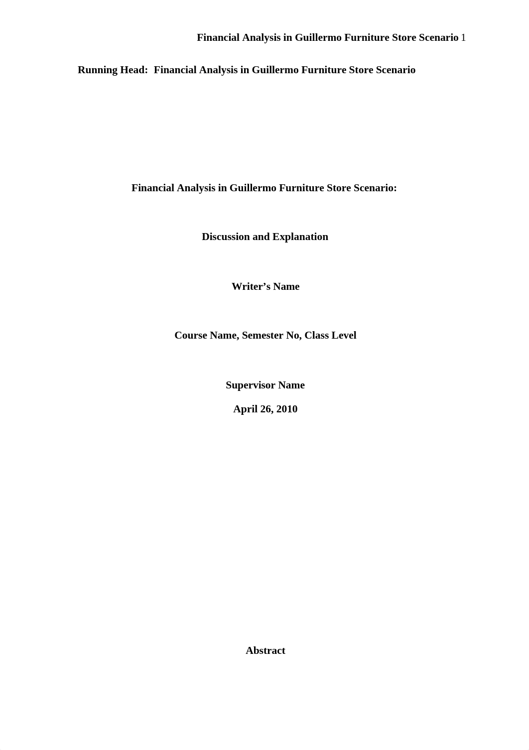 FIN 571 Week 4 Individual Assignment Guillermo Furniture Store Analysis_dah6w6yp3ou_page1