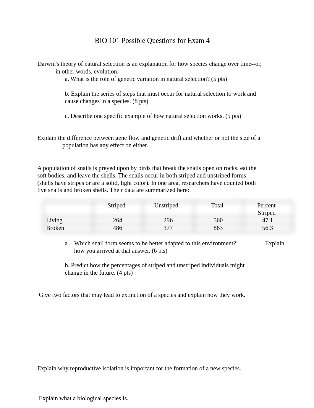 BIO 101 Possible Questions for Exam 4--Fall 18.docx_dahdy15otnc_page1