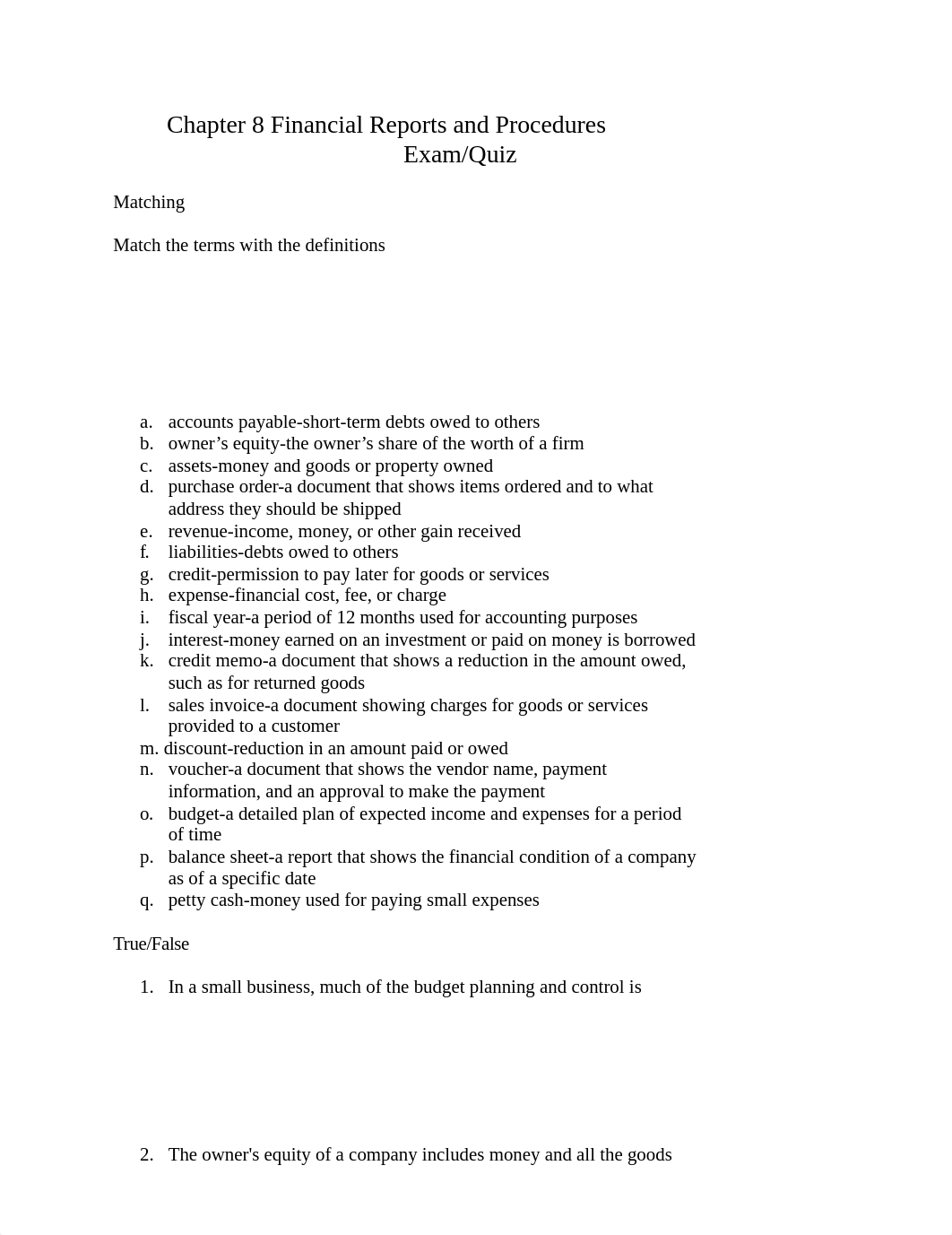 Chapter 8 Financial Reports and Procedures Exam-Quiz.docx_dahmgw11e75_page1