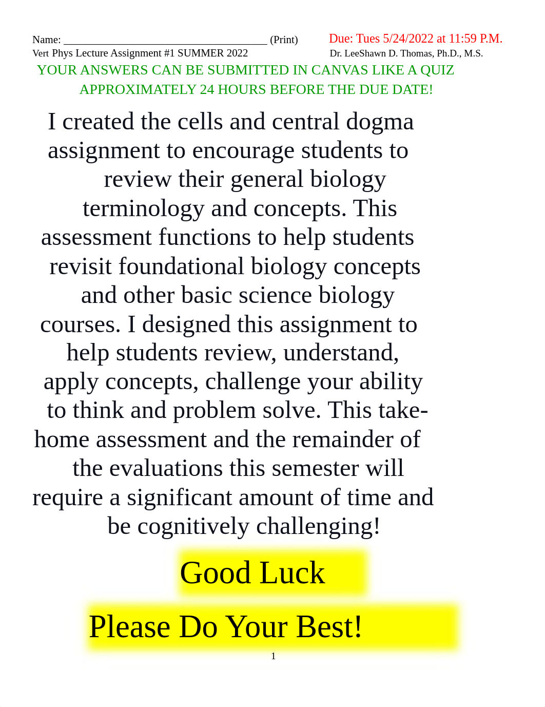 Cells and Central Dogma Lecture Assignment SUMMER 2022 PDF-1.pdf_dai34fz373f_page1