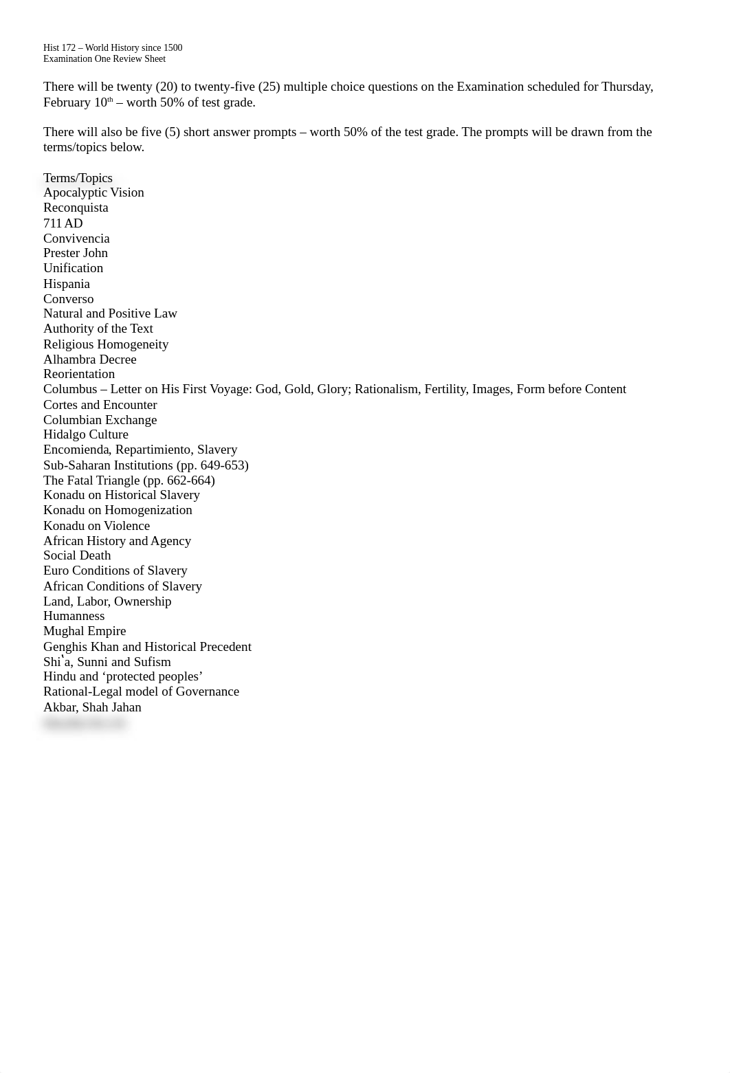 172 Exam One Review Sheet Fall 22 Short Answer Option.doc_dai5wiu9ozy_page1