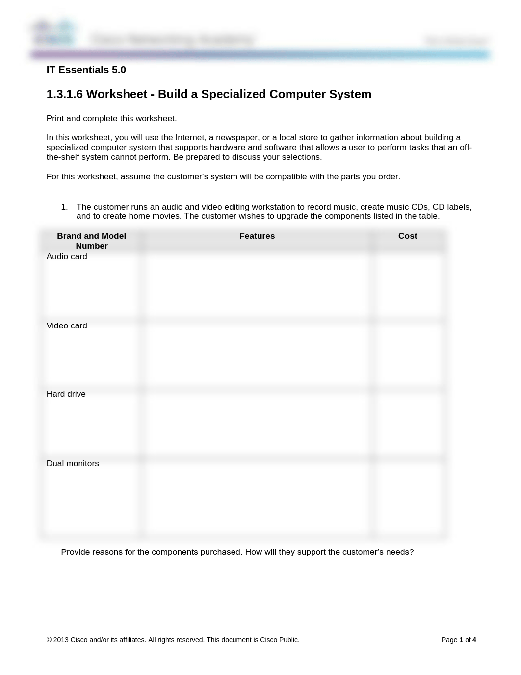 1.3.1.6 Worksheet - Build a Specialized Computer System_daimai6evou_page1