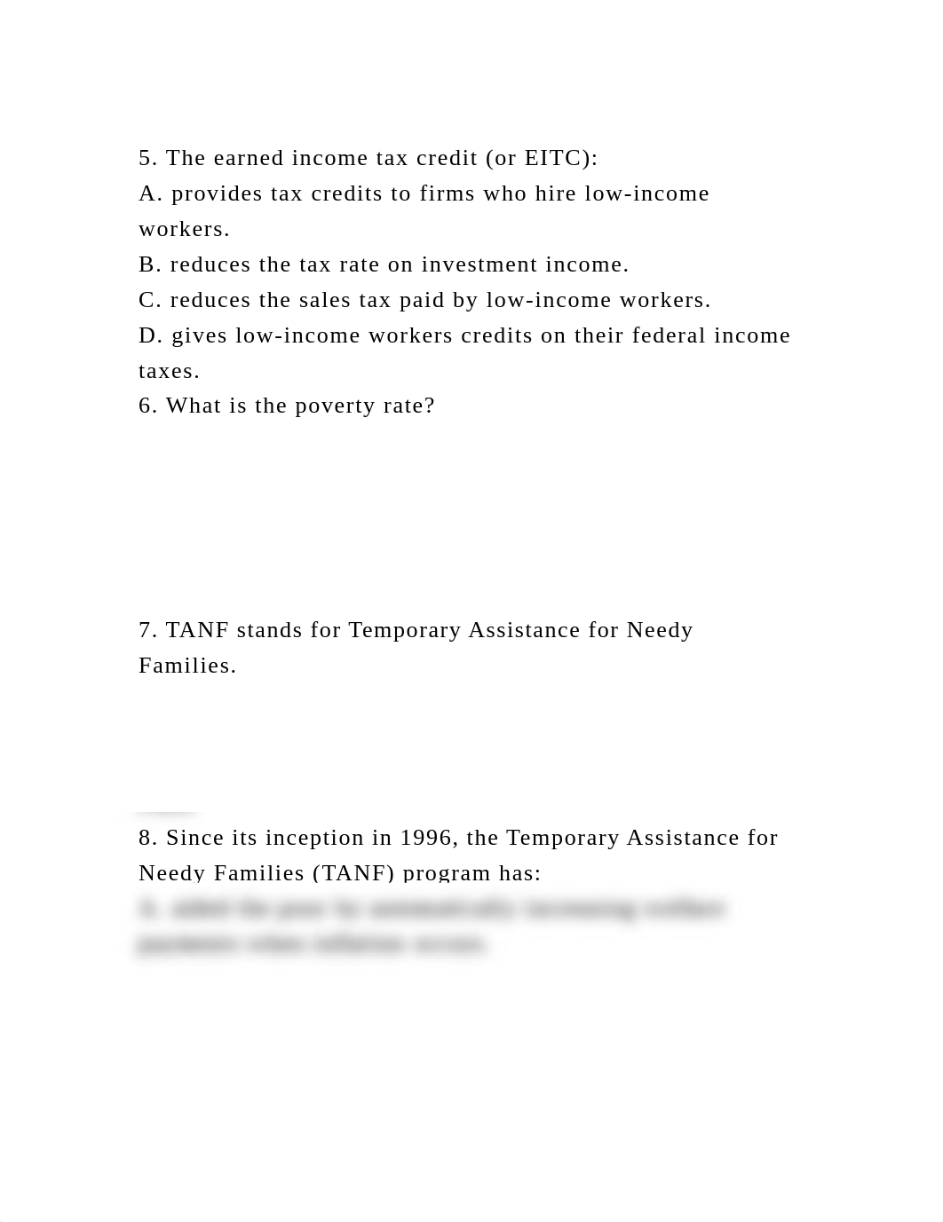 5. The earned income tax credit (or EITC)A. provides tax credits .docx_daj699akem9_page2