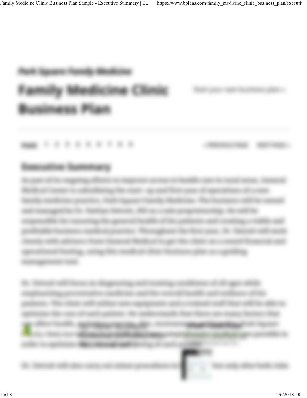 Family Medicine Clinic Business Plan Sample - Executive Summary _ Bplans.pdf_dajem6j9dbe_page1