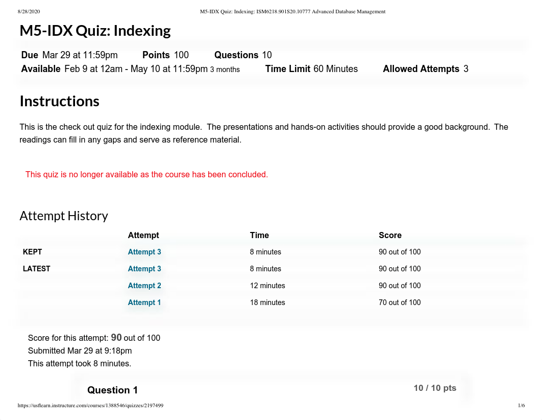 M5-IDX Quiz_ Indexing_ ISM6218.901S20.10777 Advanced Database Management.pdf_daloh3ovd5s_page1