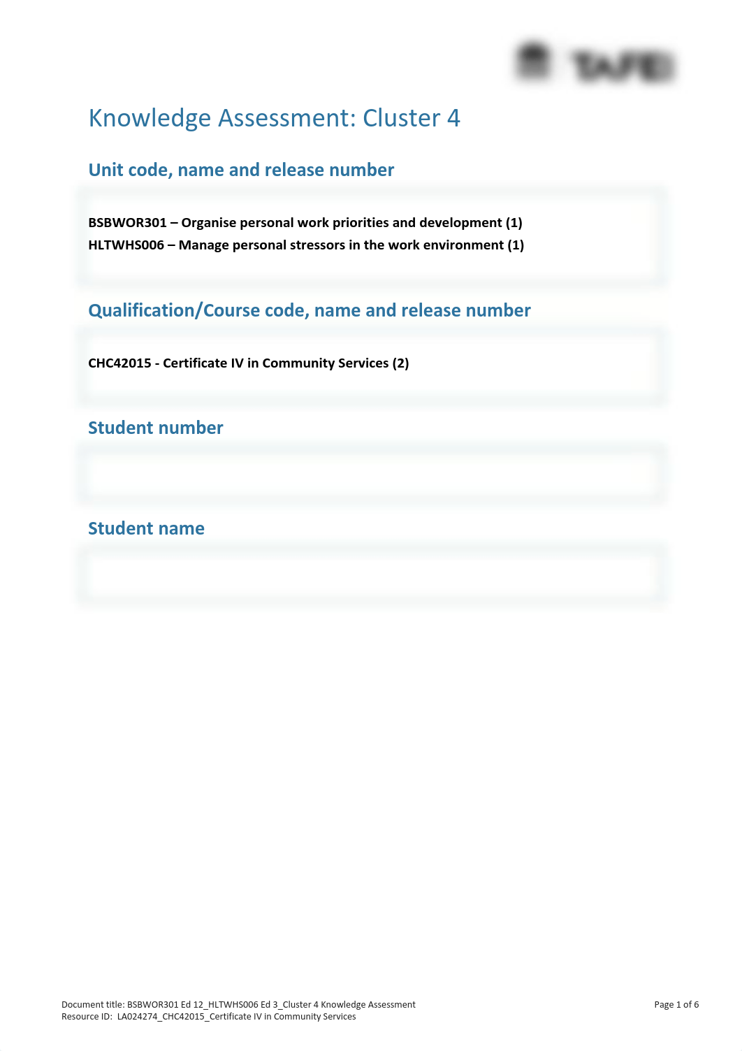 ASSESSMENT ORGANISE PERSONNEL WORK LA024274_BSBWOR301_HLTWHS006_KA.pdf_dam2trywxzy_page1