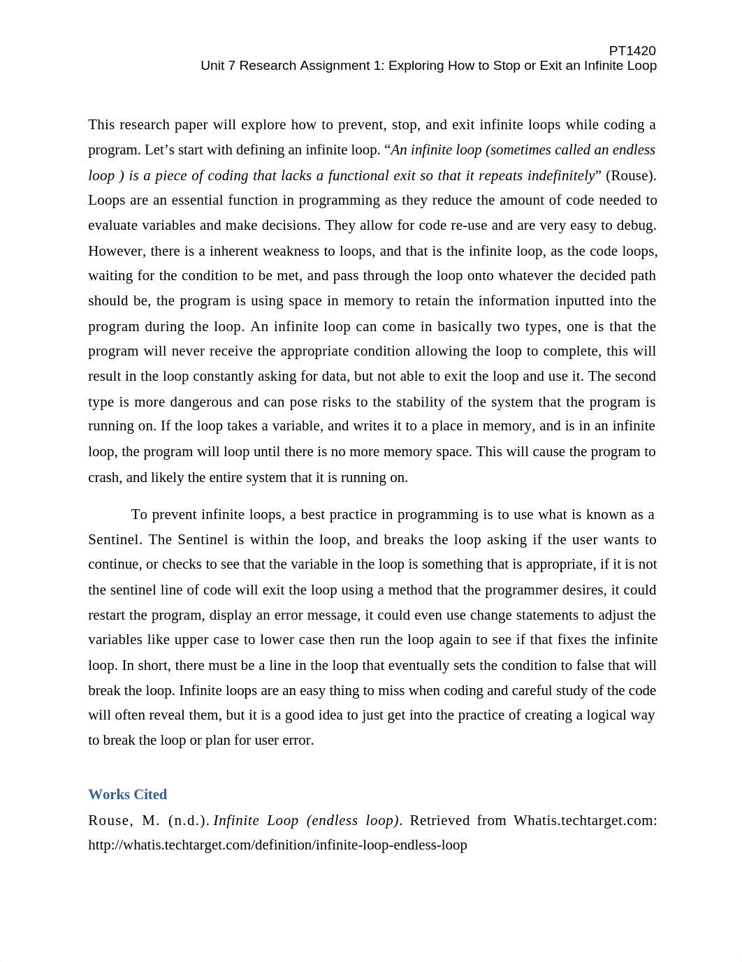 Unit 7 Research Assignment 1 - Exploring how to stop or exit an Infinite Loop_dan5t1q5cg4_page1