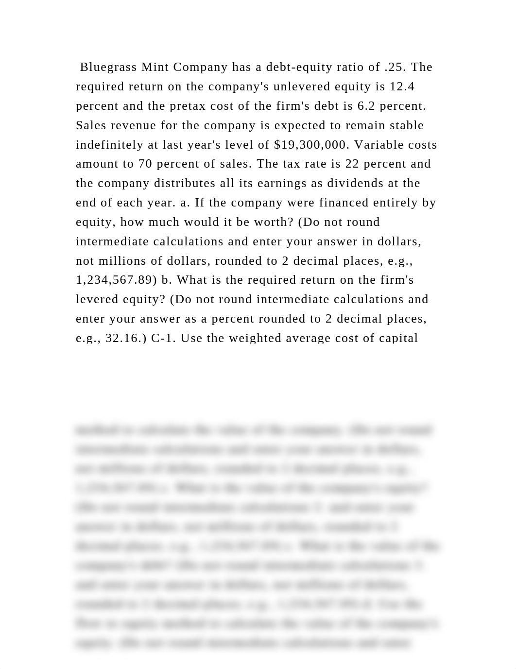 Bluegrass Mint Company has a debt-equity ratio of .25. The required r.docx_daojnv04zx3_page2