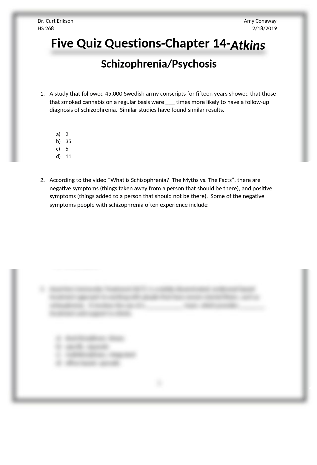 Five Quiz Questions-Schizophrenia-Chapter 14-Atkins - Copy.docx_dap2un3kssf_page1