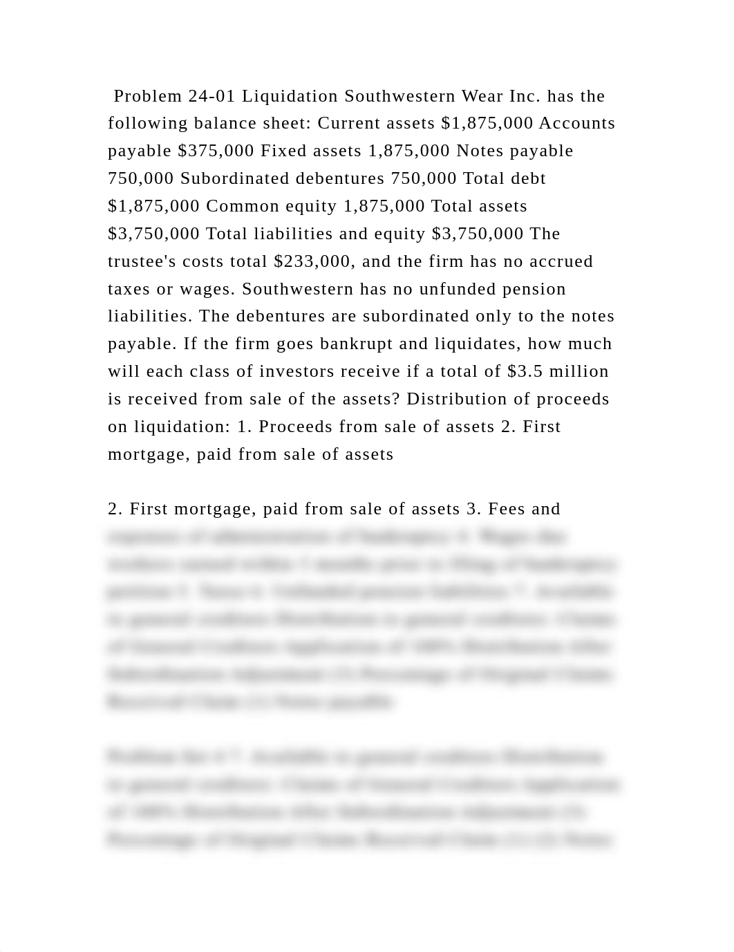 Problem 24-01 Liquidation Southwestern Wear Inc. has the following ba.docx_dap4oi2czew_page2