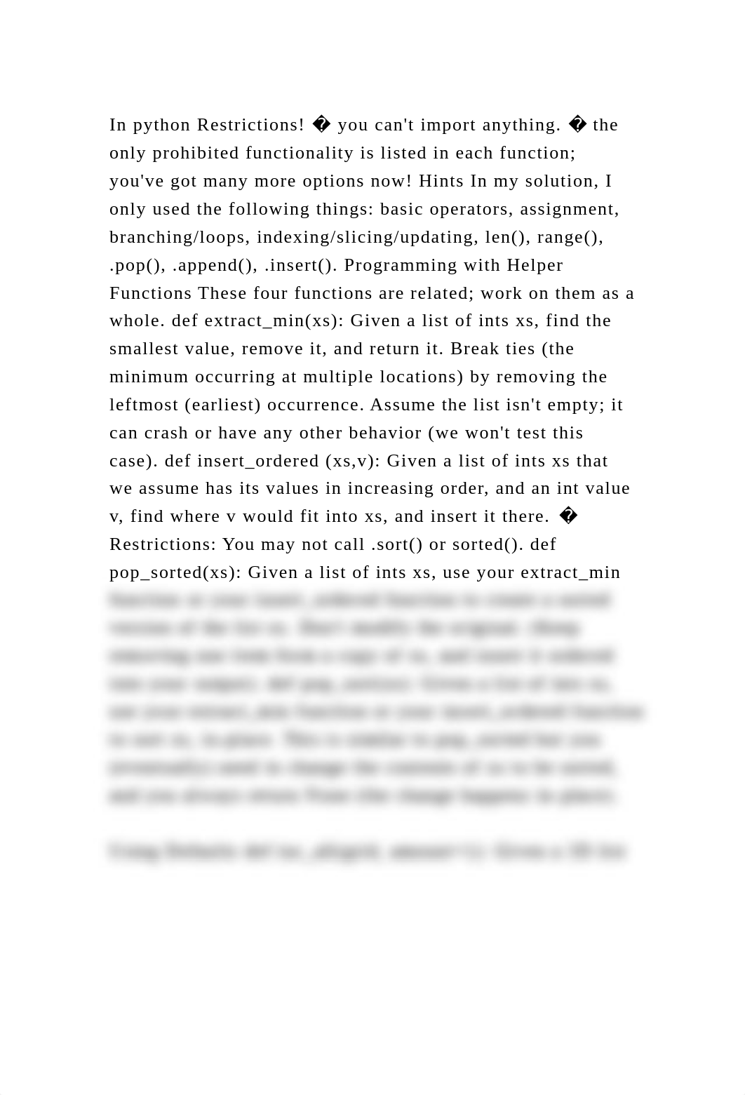 In python Restrictions! � you cant import anything. � the only proh.docx_dapbh7kfjnf_page2