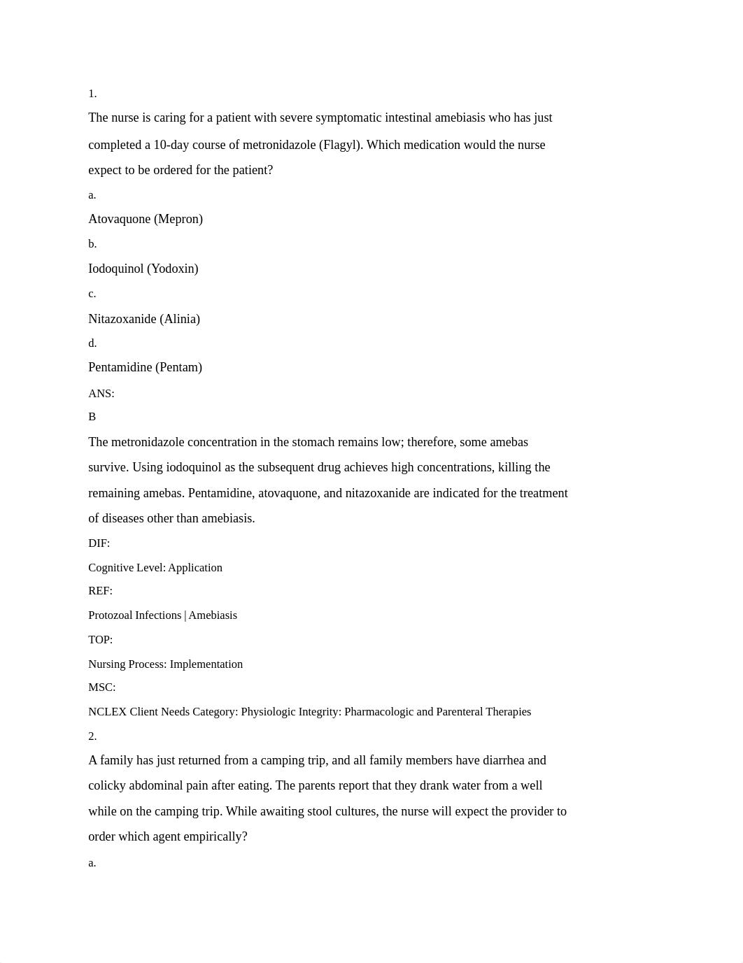 Ch. 99 Antiprotazoal Drug Questions.docx_dapghxp5aa5_page1