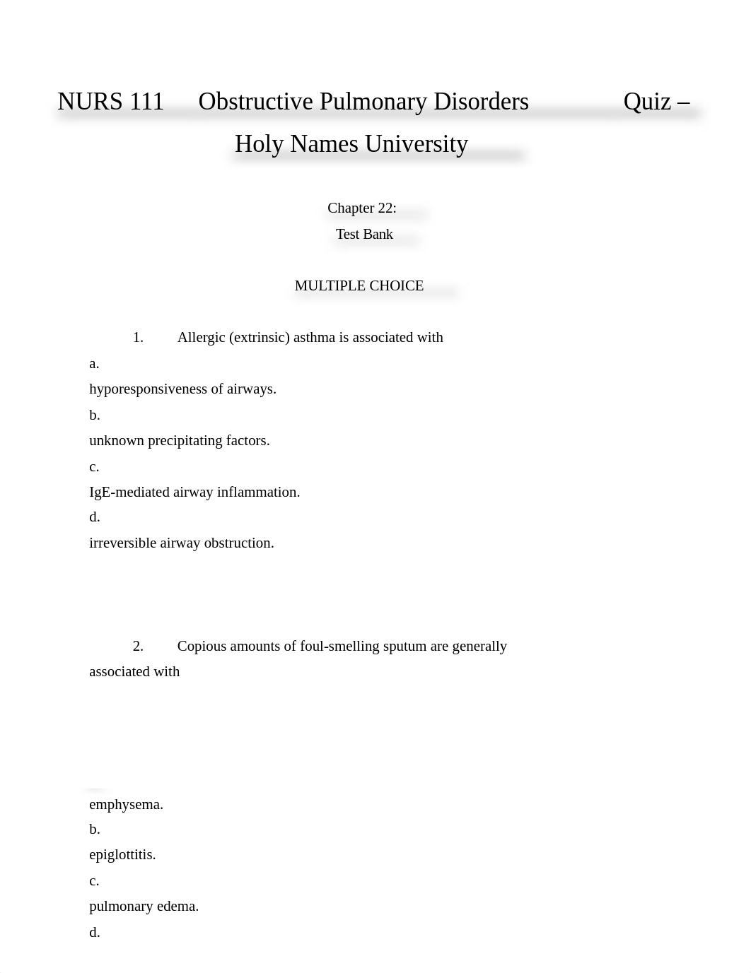 NURS 111 Obstructive Pulmonary Disorders Quiz - Holy Names University.docx_dapqzo1ofmt_page1