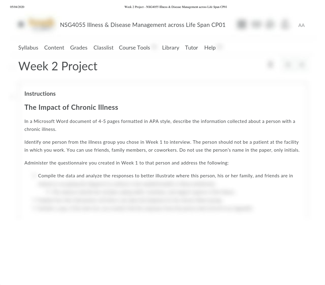 Week 2 Project - NSG4055 Illness & Disease Management across Life Span CP01.pdf_dat5eaebkch_page1