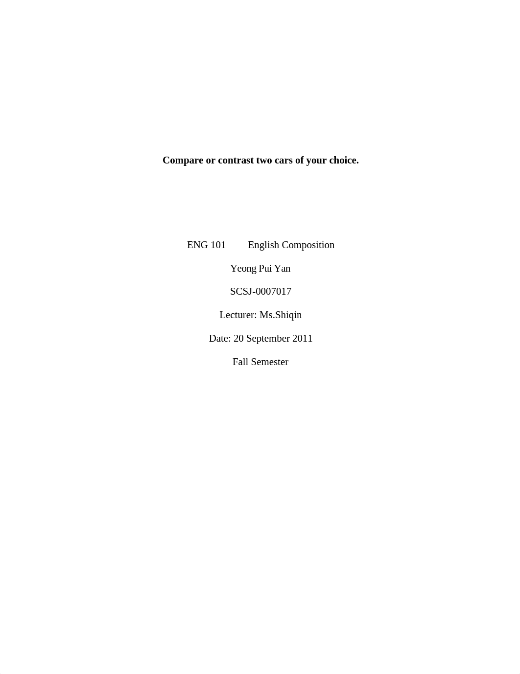 Compare or contrast two cars of your choice_dattrxcs4cs_page1