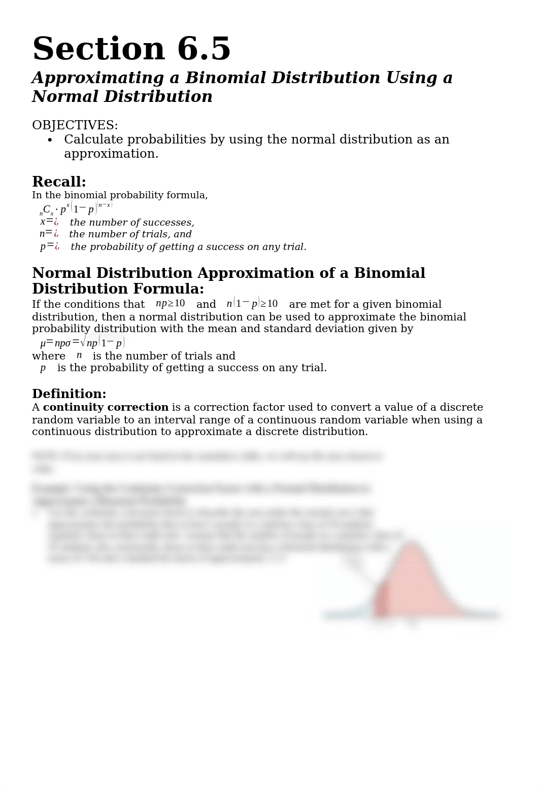 Section 6.5 Approximating a Binomial Distribution Using a Normal Distribution.docx_dauqadiz7j3_page1