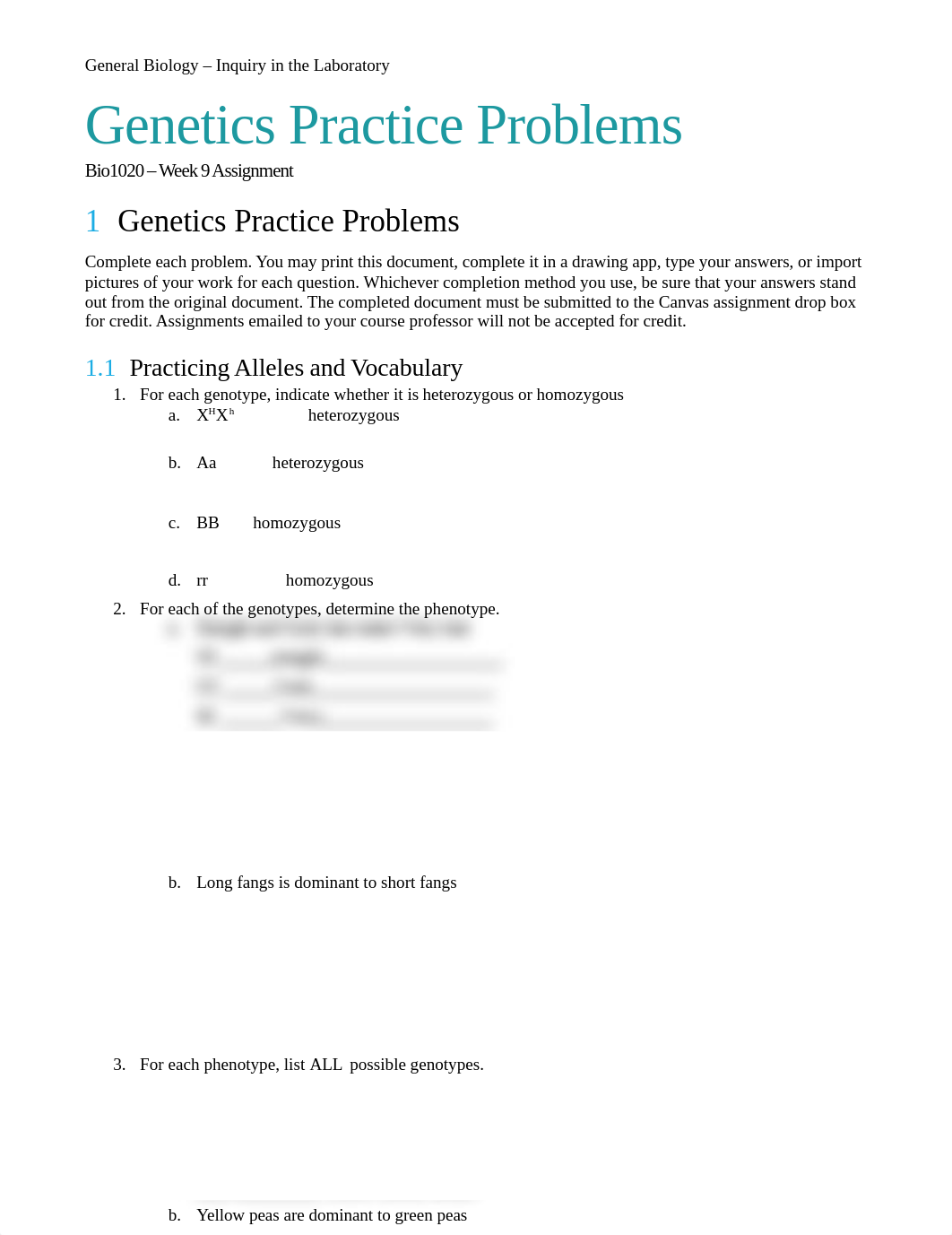 Bio1020 - Week 9 Assignment Genetics Practice Problems.docx_daw5f0vkek1_page1