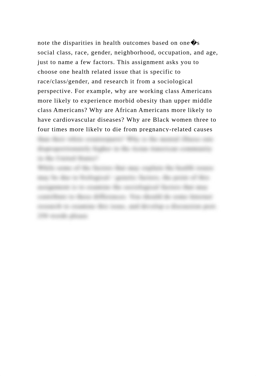 note the disparities in health outcomes based on one�s social class,.docx_dawtss495oa_page2