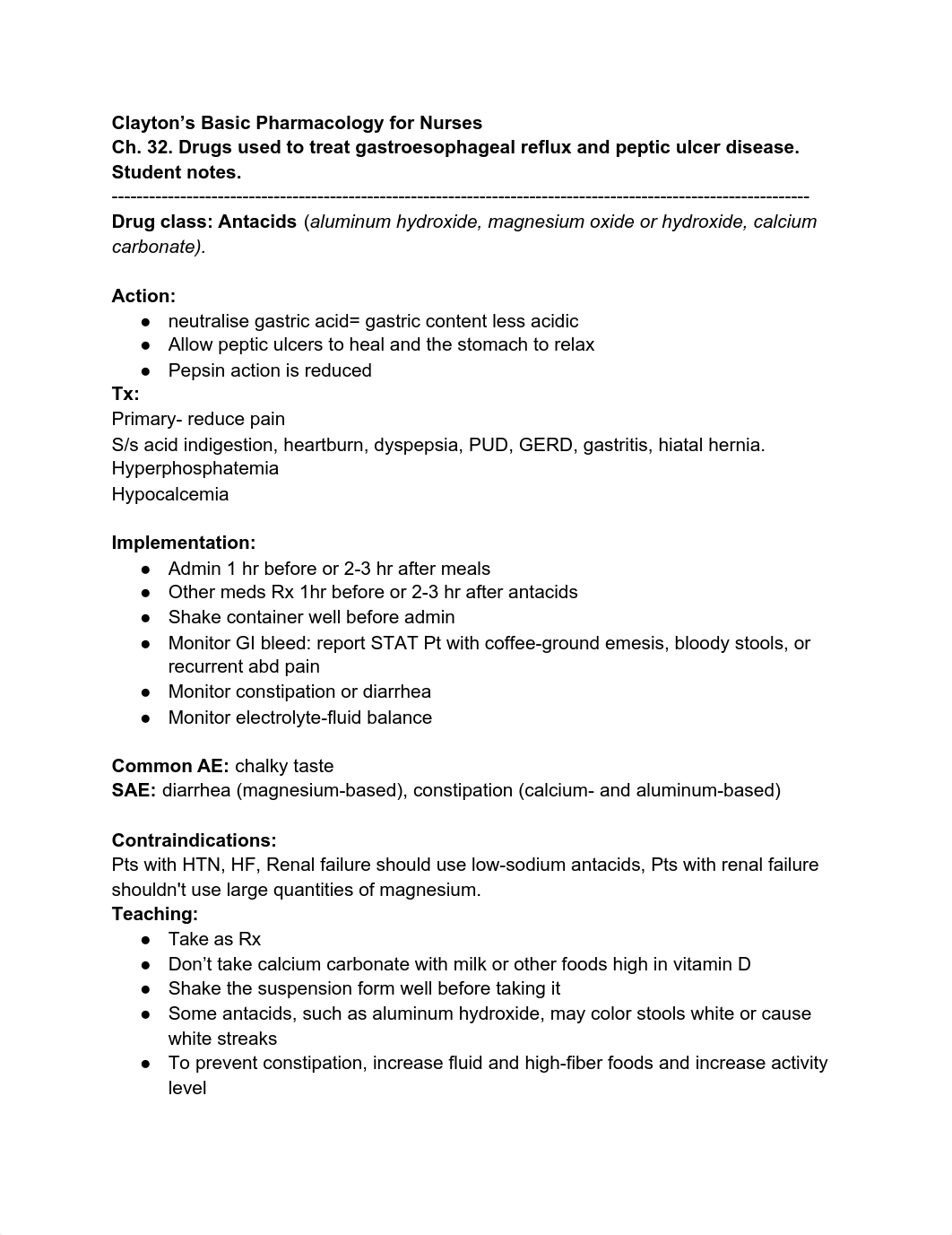 Ch. 32. Drugs used to treat gastroesophageal reflux and peptic ulcer disease.  Student notes..pdf_dax1oj0t2lf_page1