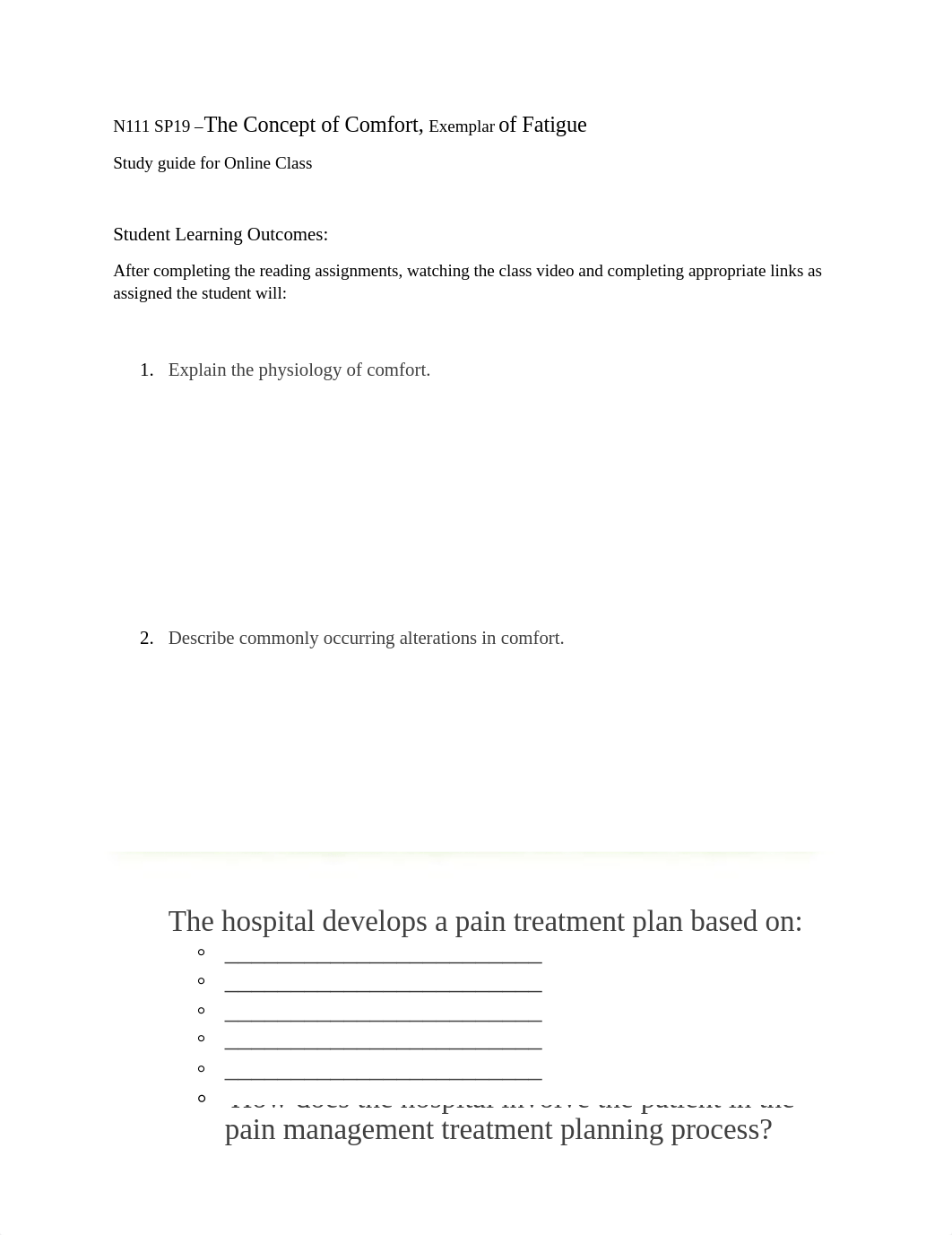 N111 SP19 Study guide-Concept of Comfort.docx_daxhu91nqfl_page1
