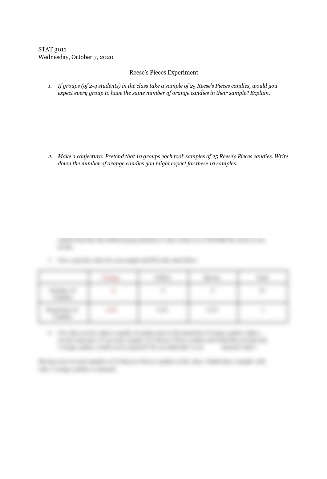 STAT 3011_ Reese's Pieces Experiment.pdf_daxojwl53fl_page1