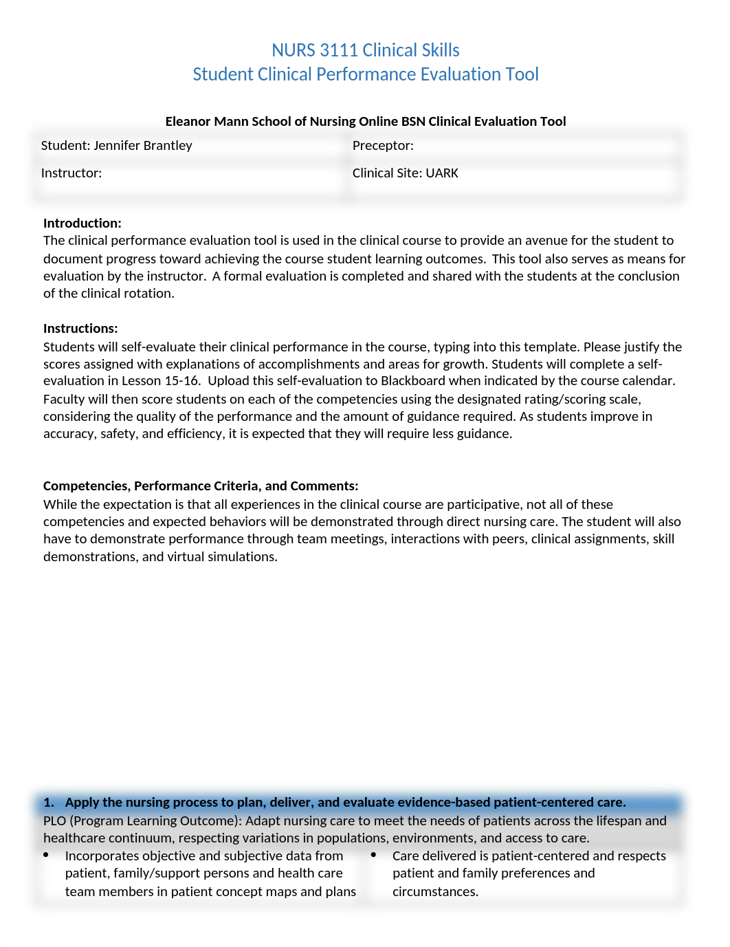 Clinical Performance Evaluation Tool NURS 3111 Clinical Skills  2021 (3).docx_day0mr45p7z_page1