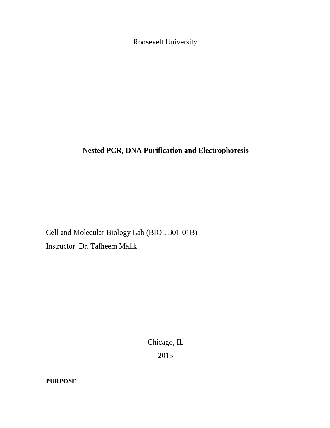 Full lab report Nested PCR, DNA Purification and Electrophoresis.docx_dayge0jzd4t_page1