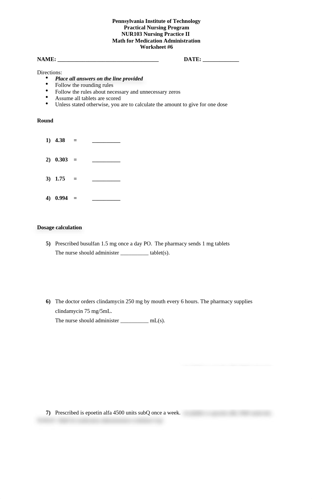 NUR103 Math for medication administration worksheet 6.docx_dayra8cutk9_page1