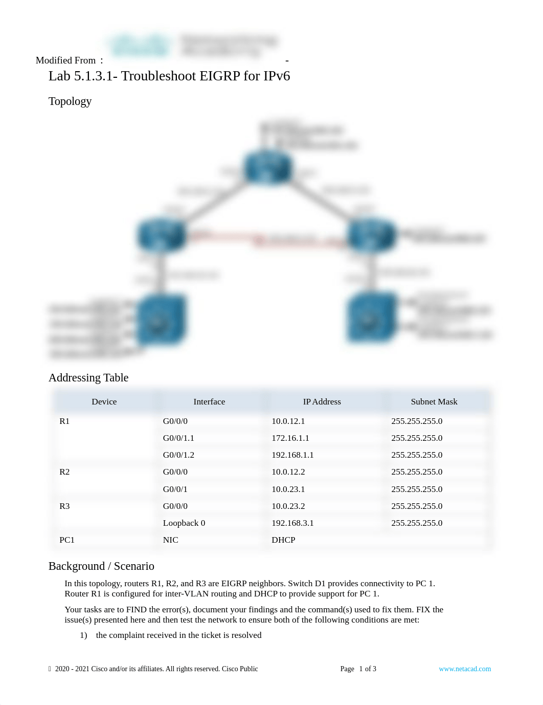 5.1.3.1 Lab - Troubleshoot EIGRP for IPv6.docx_dayuimwsjx1_page1