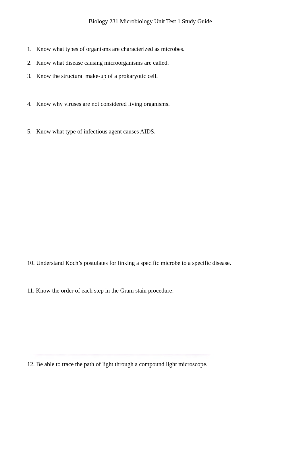 Biology 231 Microbiology Unit Test 1 Study Guide.doc_dayxy06vp64_page1