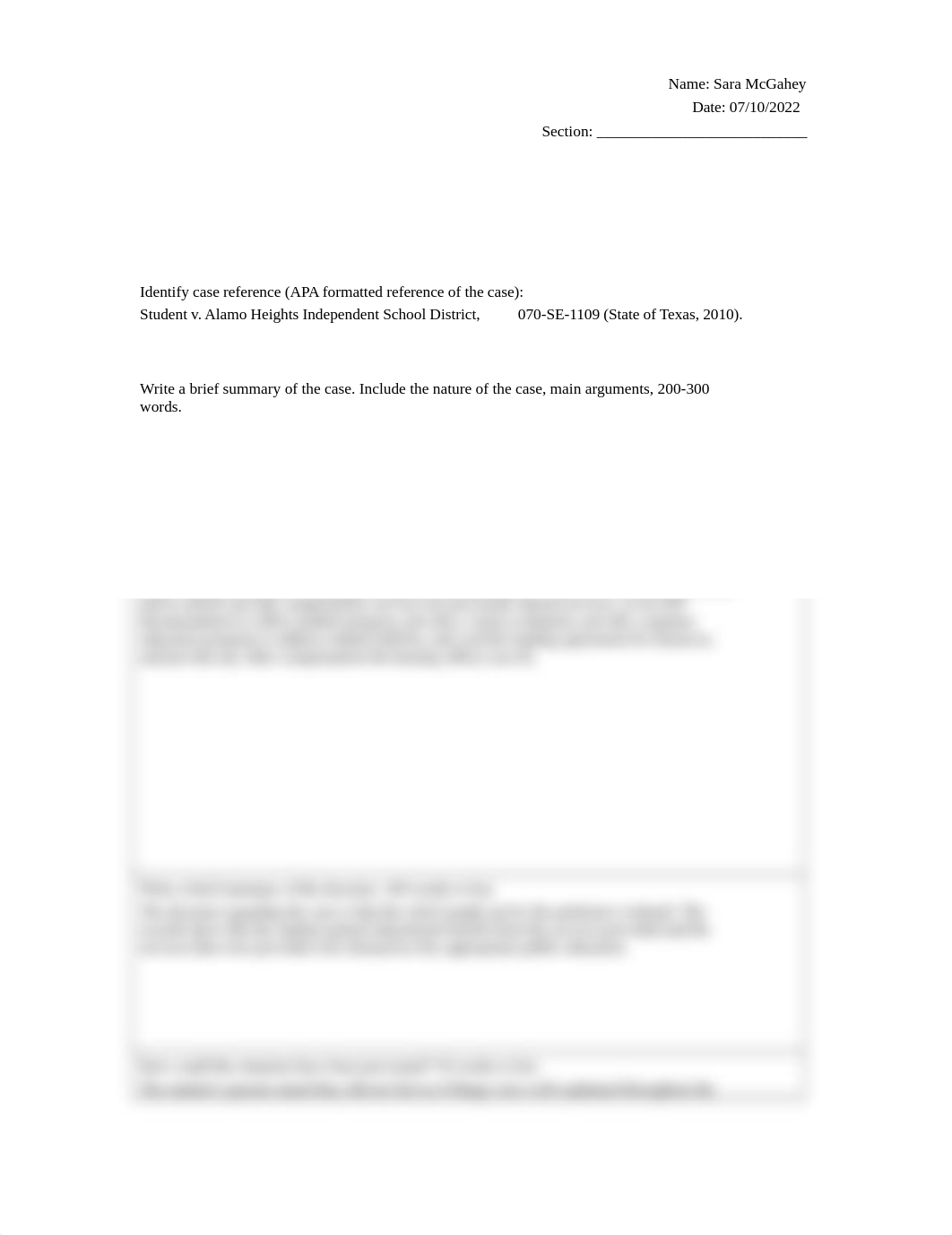 Legal Case Review Student v. Alamo Heights Independent School District.docx_db0962gy0ti_page1