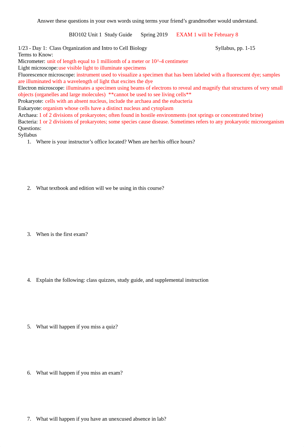 BIO 102-Unit 1 Study Guide Spring 2019.docx_db0baf8rwp1_page1