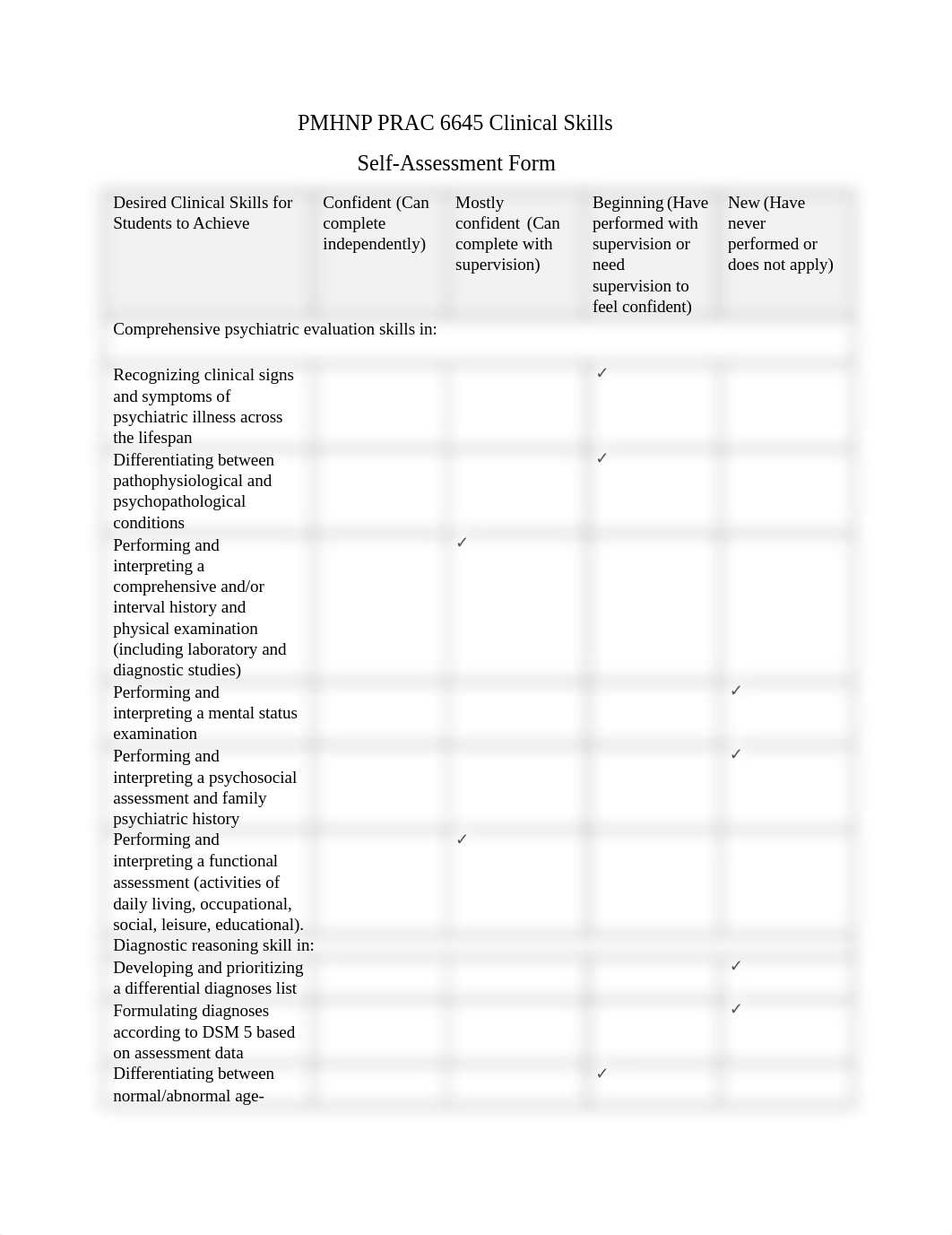 PMHNP Clinical Skills Self Assessment Form 666.docx_db0bug4zmza_page1