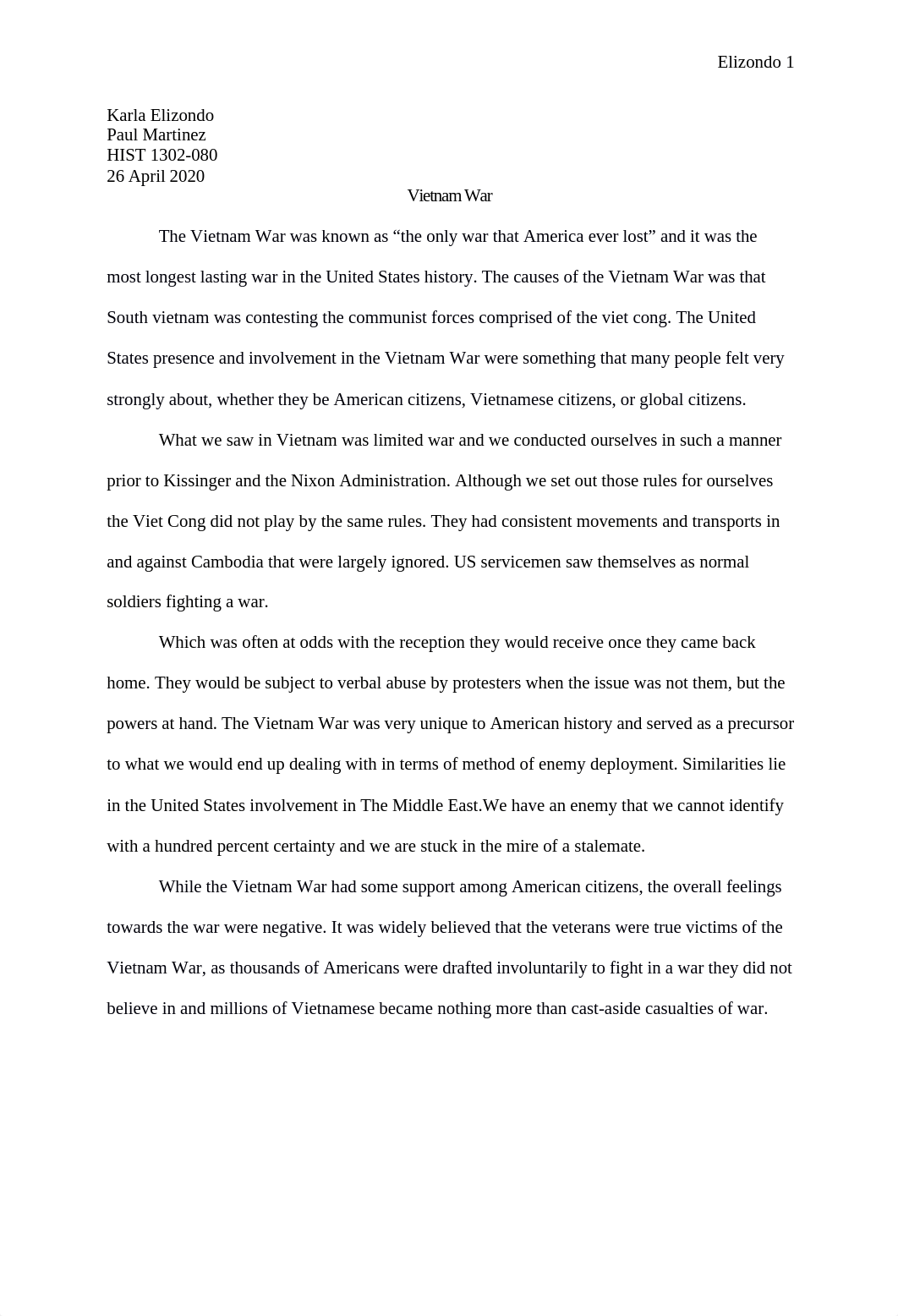 Vietnam War Essay HIST 1302.docx_db11b1vo5o0_page1