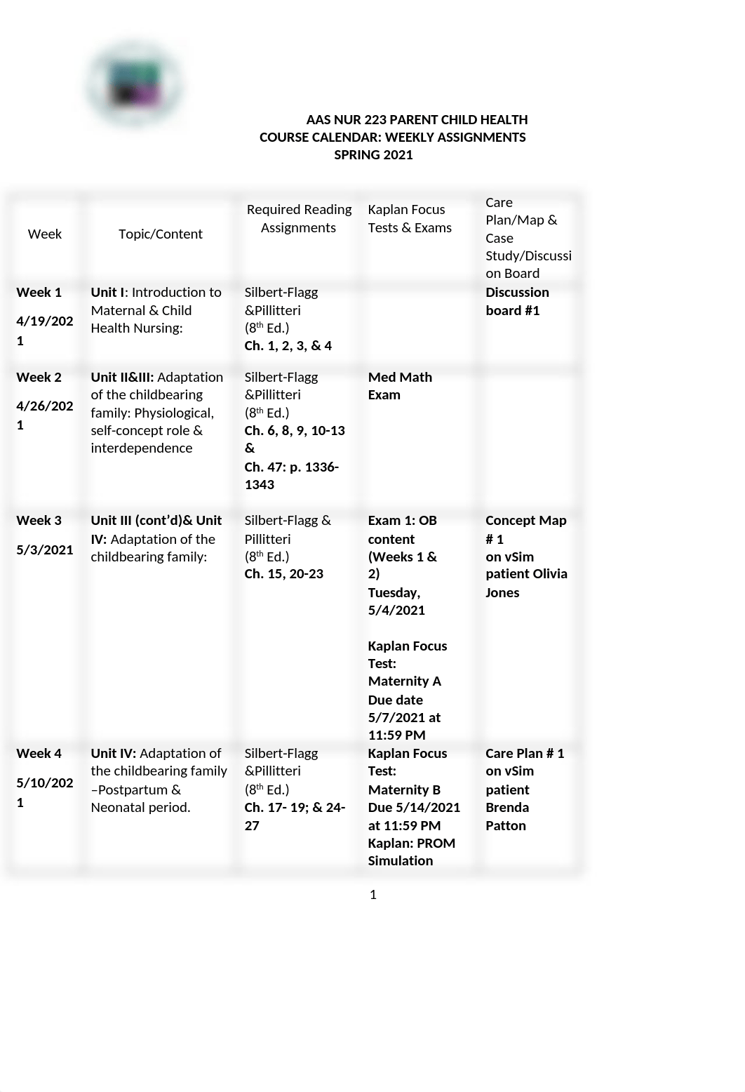 Spring 2021 NUR 223 Didactic Course Calendar (1).docx_db11rkctd3y_page1