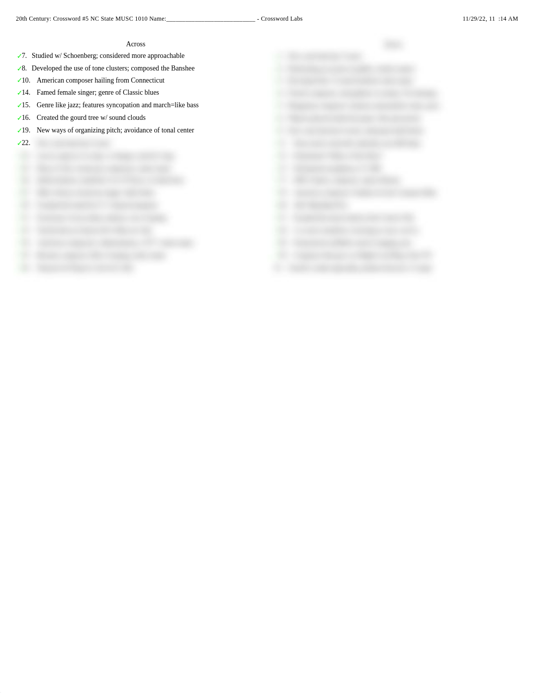 20th Century: Crossword #5 NC State MUSC 1010 Name:____________________________ - Crossword Labs.pdf_db2fsdf7ero_page2