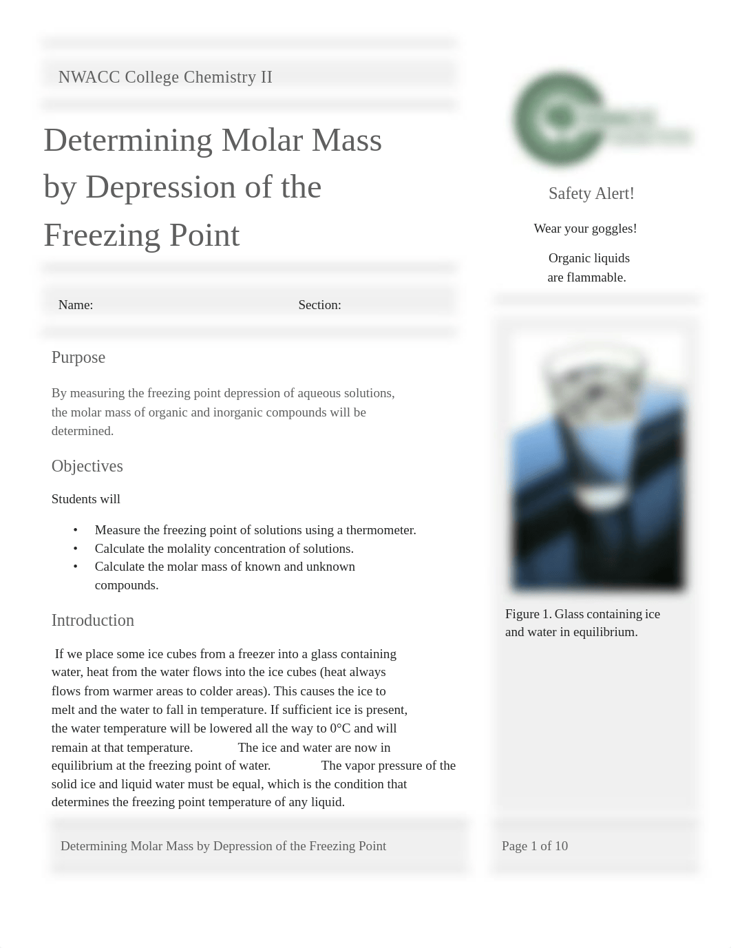 Determining Molar Mass by Freezing Point.pdf_db2mfwchxwq_page1