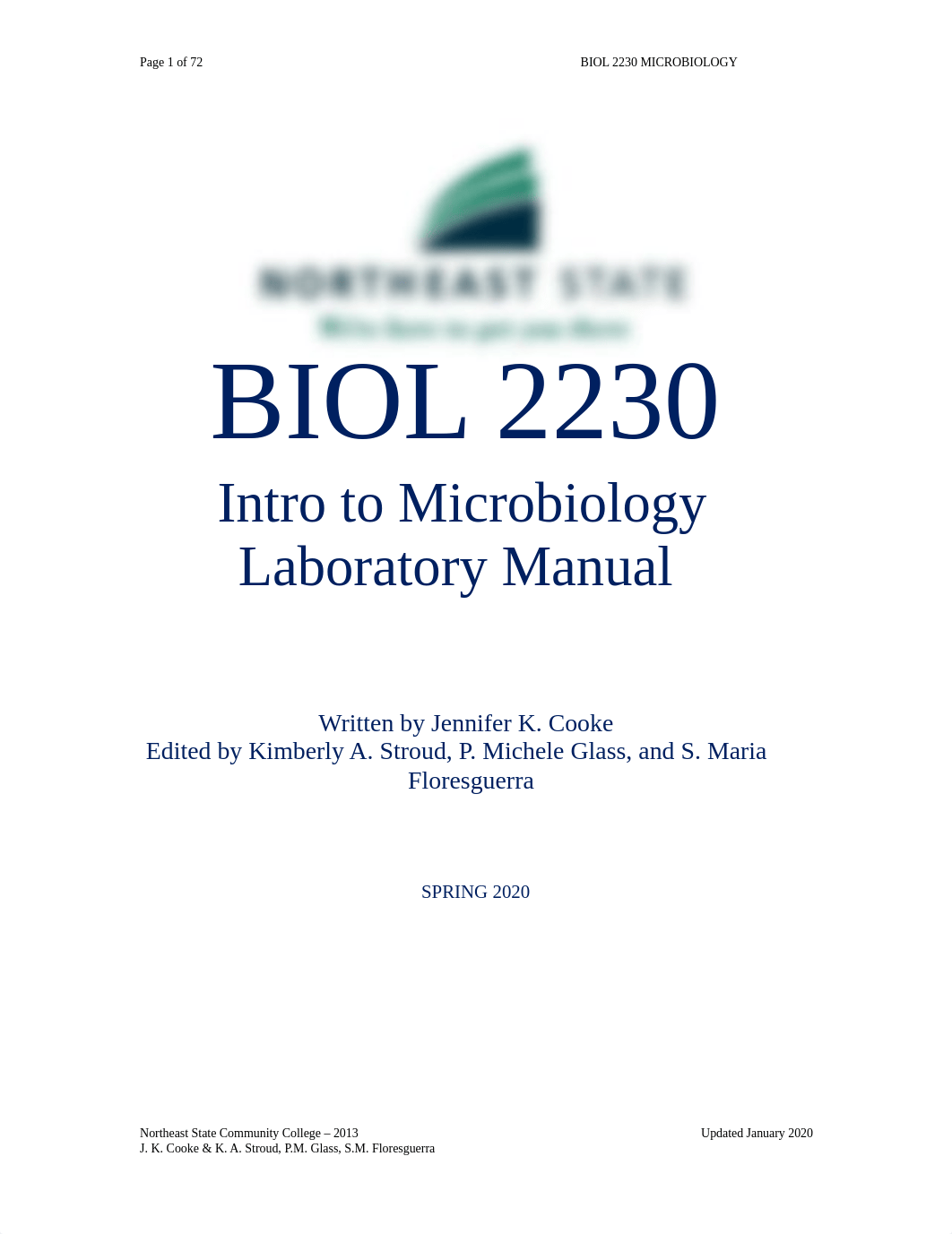 BIOL 2230 Intro to Microbiology Laboratory Manual (Spring 2020).pdf_db3c8ca49ey_page1