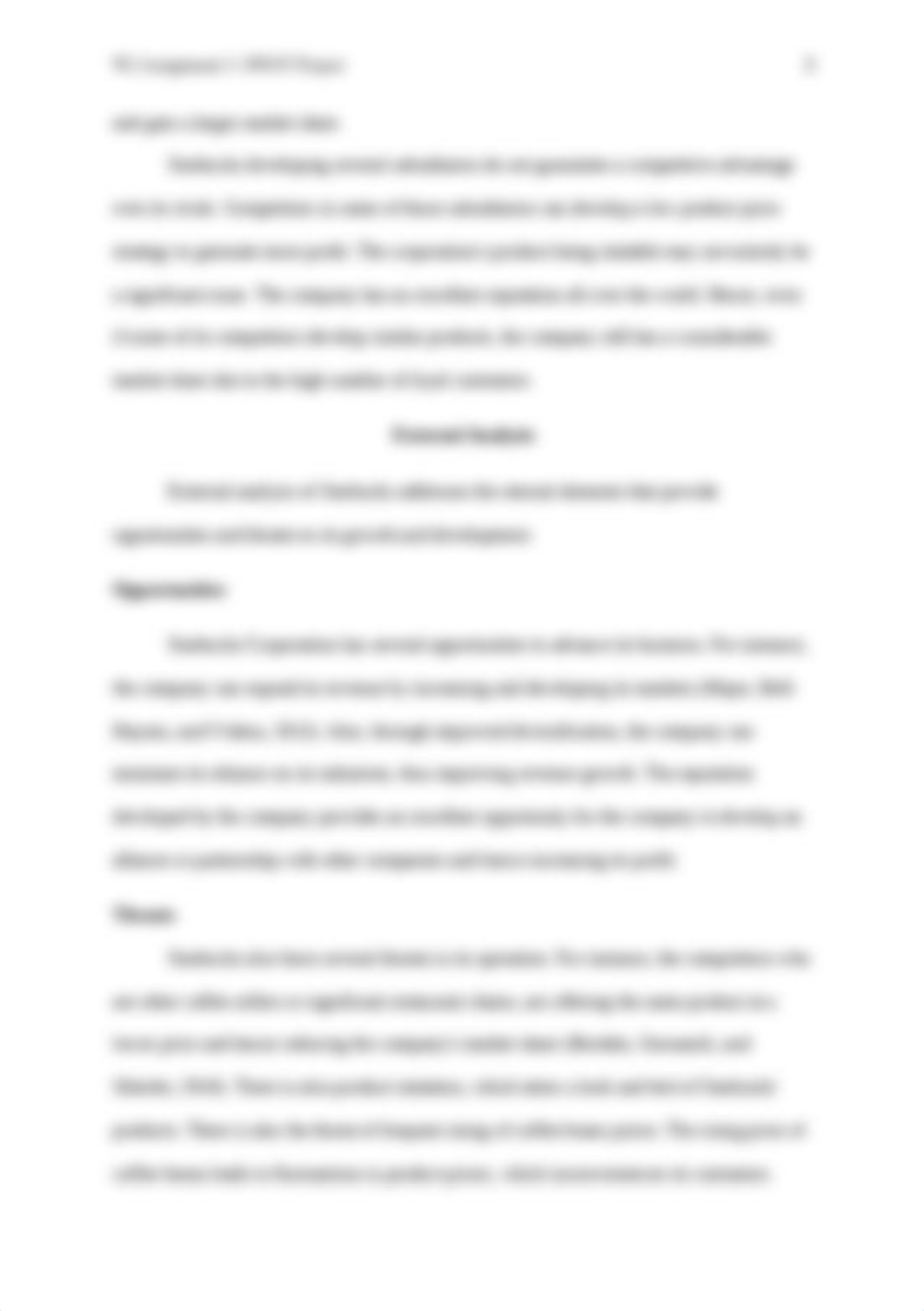 HIED 652_T_Williams_W2 A3_SWOT Analysis of Starbucks Corporation .docx_db3ddy2l7fd_page3