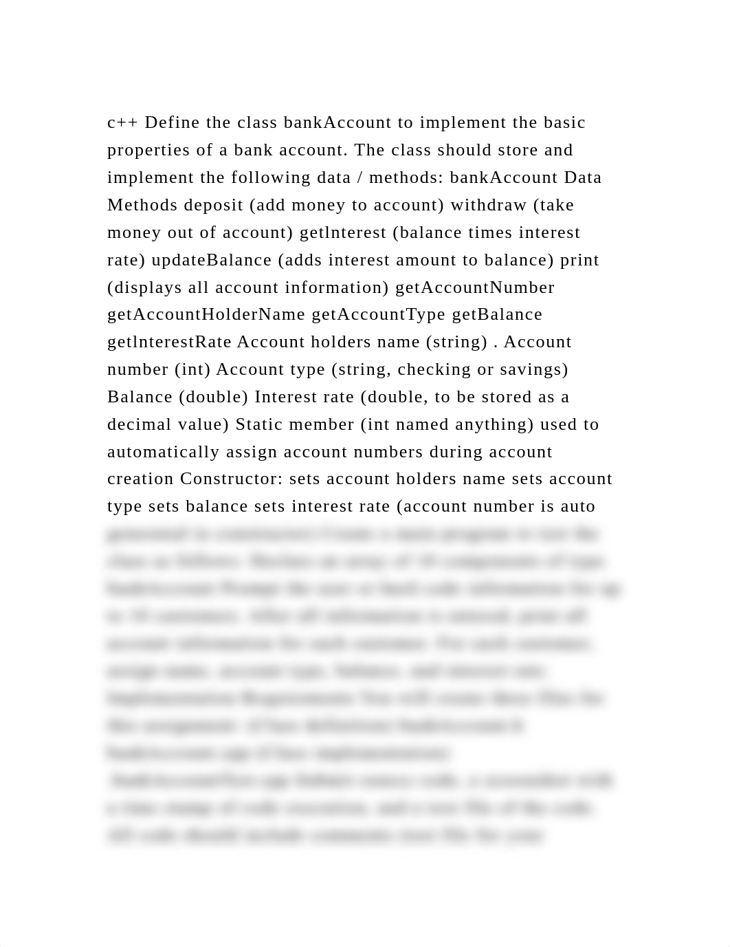 c++ Define the class bankAccount to implement the basic properties o.docx_db3f3r24rwx_page1