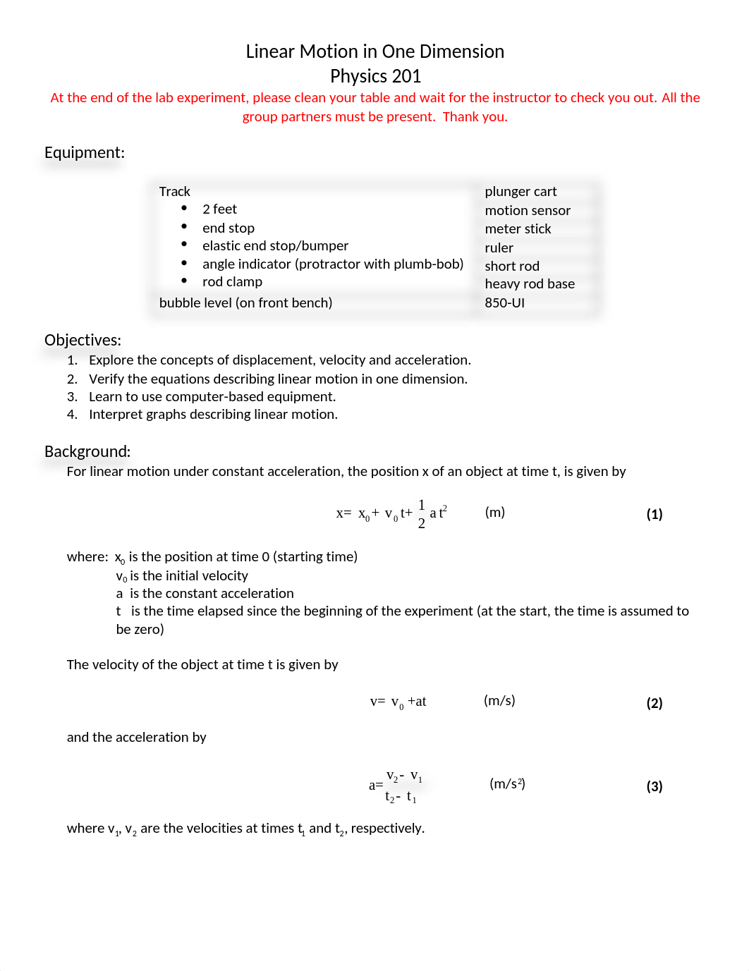 Linear Motion in One Dimension - PHY201 - Medvar (AutoRecovered).docx_db3jmm90hbp_page1