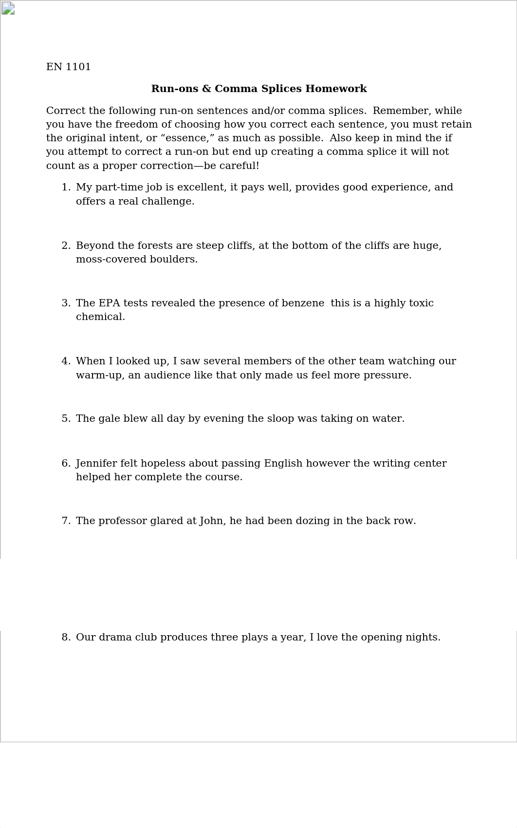 RunOn and Comma Splices Assignment.doc_db44wr4rio0_page1