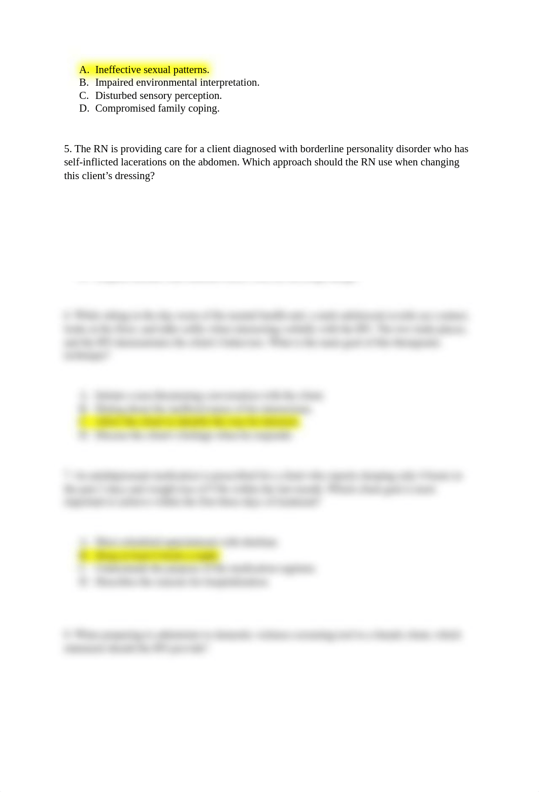 HESI Mental Health RN Questions and Answers from V1-V3 Test  Banks and Actual Exams (Latest Update 2_db45lki5put_page2