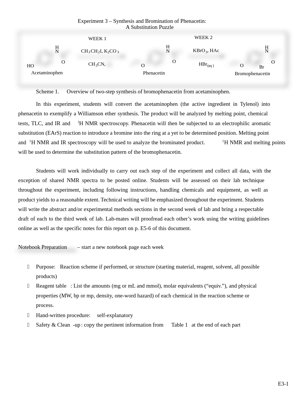 Experiment 3 - Synthesis & Bromination of Phenacetin.pdf_db4sjpef27q_page1