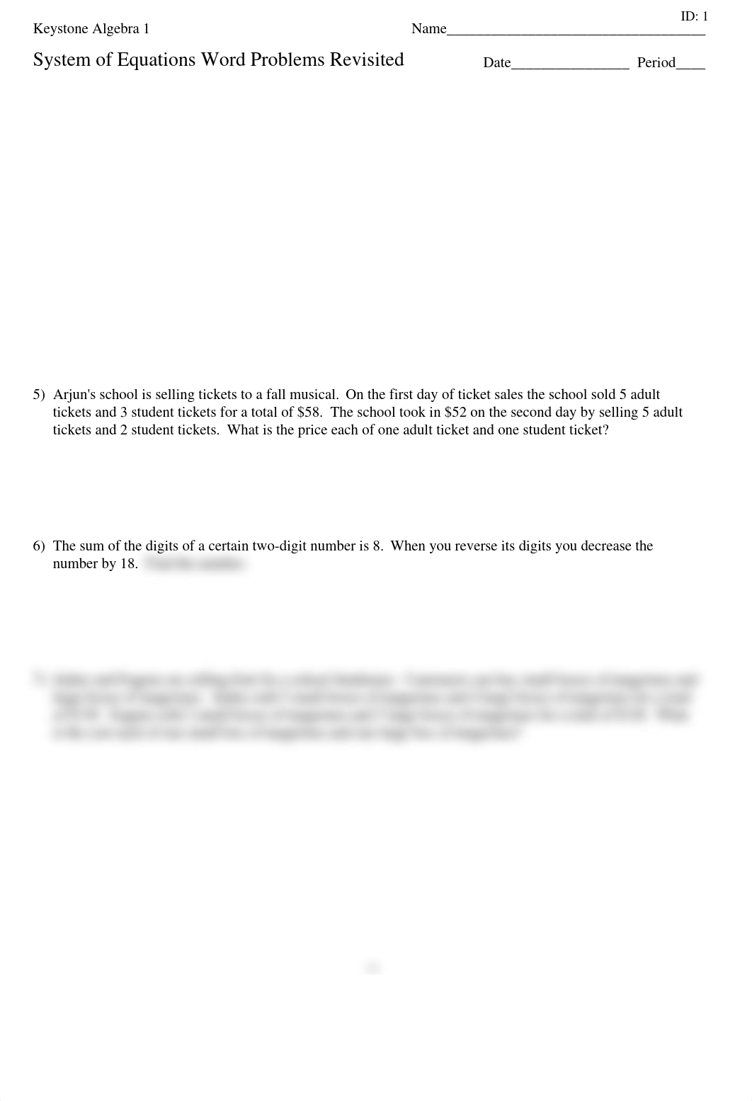 Keystone Algebra 1 - System of Equations Word Problems Revisited.pdf_db5e227sb04_page1